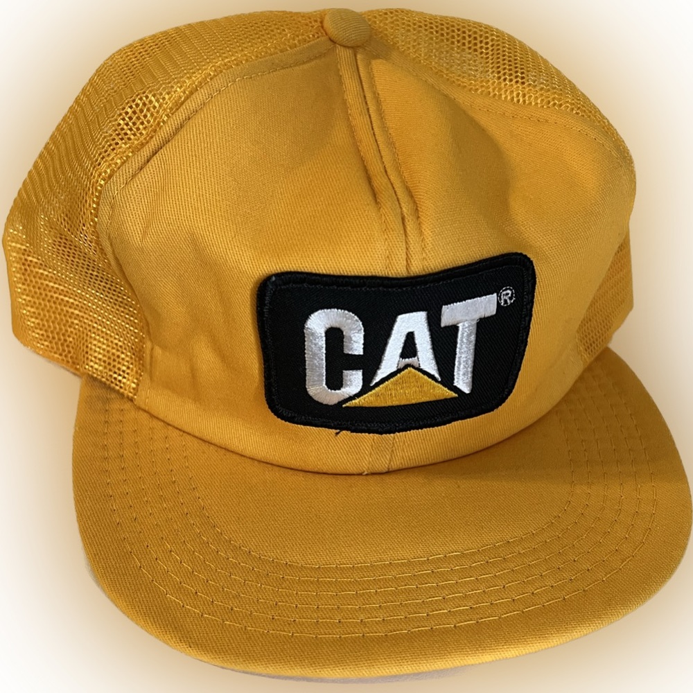 Vintage CAT Caterpillar Trucker Foam Mesh Baseball Hat Cap Snapback Tonkin USA